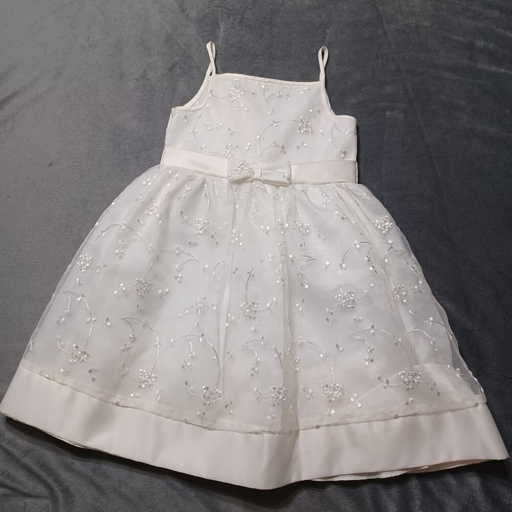 Sugar Plum‎ Dress Girls 6 Off White Wedding Formal Bow Flower Girl Easter Midi